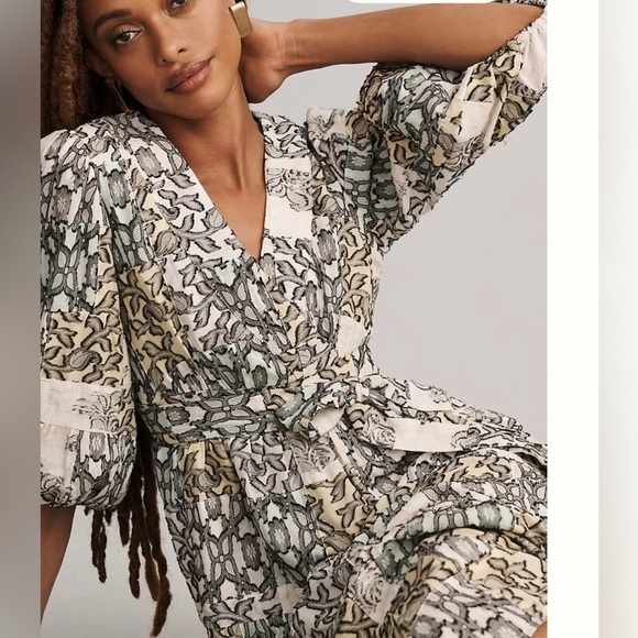 Anthropologie V-Neck Textured Midi dress size Medium - Picture 7 of 8